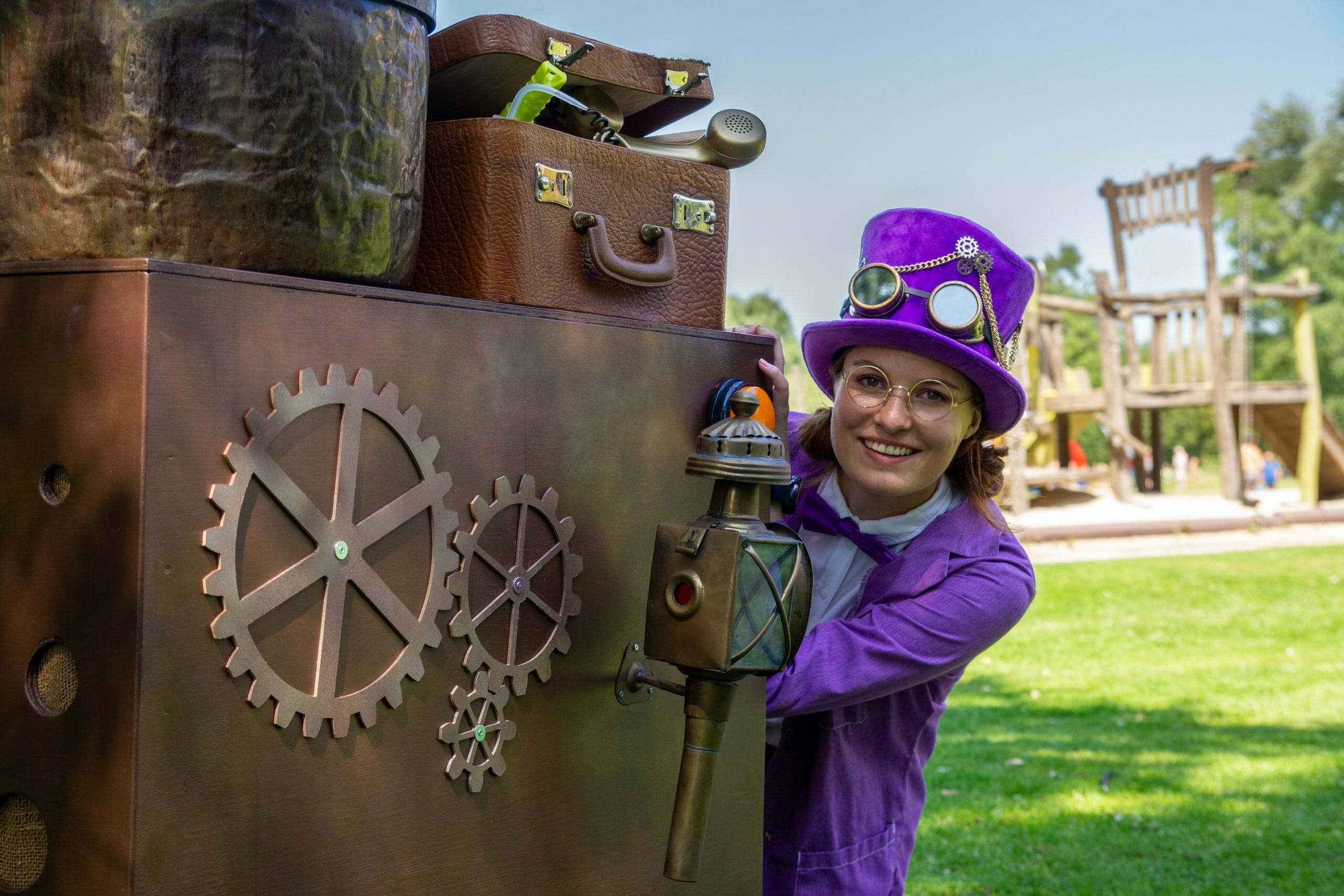 Straattheater met bellenblaasartiest